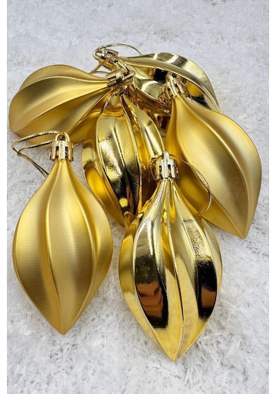Beysüs Yılbaşı Çam Ağacı Süsü Parlak Gold Damla Cici Top 9 Cm 6lı Diğer