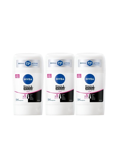 Kadın Stick Deodorant Black&white Invisible Clear 50ml, 72 Saat Anti-perspirant Koruma, X3 Adet