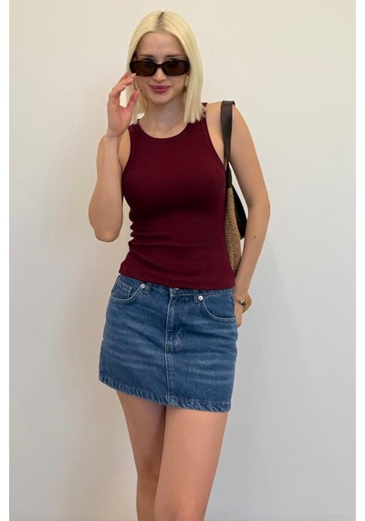 Madmext Bordo Kalın Askılı Regular Kesim Basic Atlet Mg2059 Bordo