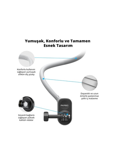 Akaso Manyetik Boyun Askı Aparatı, Aksiyon Kamera Aksesuarı Siyah