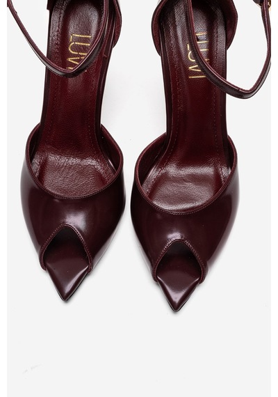 Luvishoes Dona Bordo Cilt Kadın İnce Topuklu Ayakkabı
