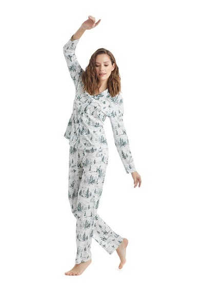 Blackspade Kadın Uzun Kol Gömlek Yaka Desenli Pijama Takım C5t1n2o35 001