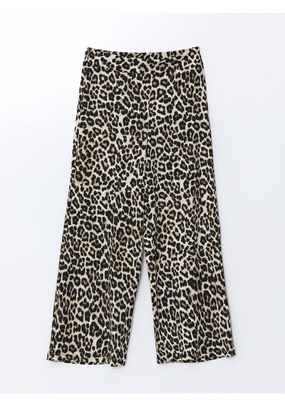 Lcwaıkıkı Classic Kahverengi Standart Fit Leopar Desenli Kadın Pantolon