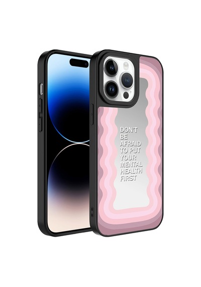 Apple iPhone Uyumlu 14 Pro Kılıf Aynalı Desenli Kamera Korumalı Parlak Zore Mirror Kapak - Fragile