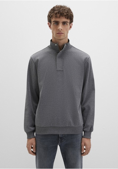 Mavi - Düğme Detaylı Dik Yaka Gri Sweatshirt 0s10472-80018 Gri