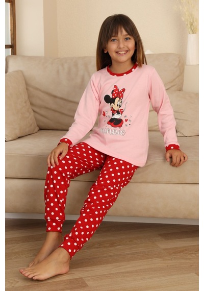 Miniğimin Cicileri Mnn Puantiye Baskılı Kız Çocuk Pijama Takı... Pembe
