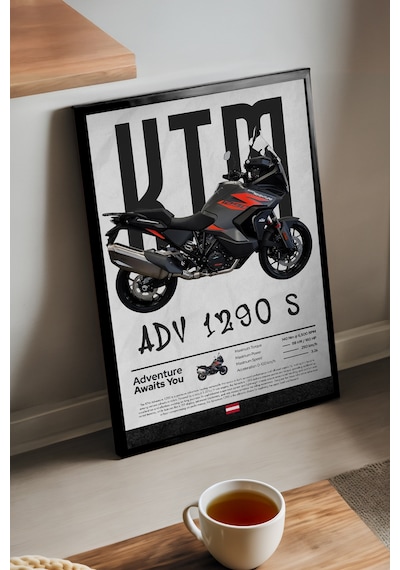 Ktm Adv 1290 S Siyah Ahşap Çerçeveli Poster, Dekoratif Motosiklet Duvar Tablosu