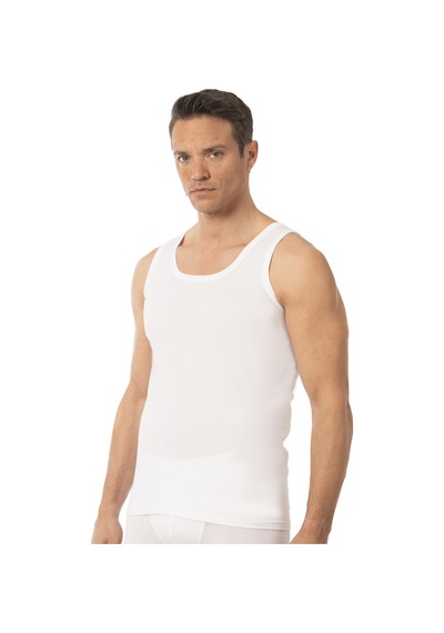 Özkan Underwear Özkan 0050 2'li Paket Erkek Pamuklu Süprem Esnek Rahat Kalın Askılı Atlet Beyaz