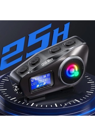 Buffer Q58 Motorsikletler İçin Fener Özellikli Sd Kart Bölümlü Lcd Ekranlı Kablosuz Bluetooth Kulaklıklı