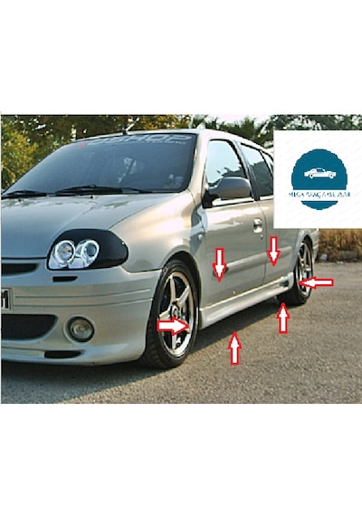 Renault Clio 2 Hb Delikli Marşpiyel Sağ Sol Boyasız Ham Siyah Fiberclass