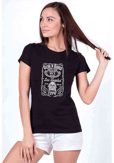 Guns N Roses Paradıse Baskılı Siyah Kadın Tshirt
