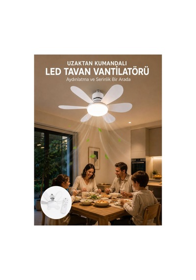 Ayarlanabilir Parlaklık Özellikli Led Tan Vantilatörü Süper Sessiz Motor Teknolojisi Ve Güçlü Ha Akı
