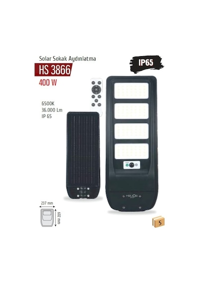 400w Solar Sokak Aydınlatma, Beyaz Işık Hs 3866
