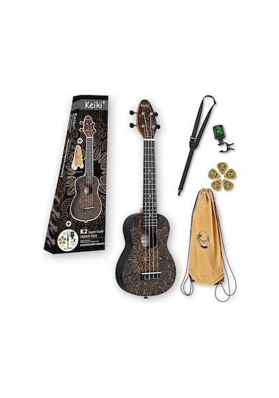 Ortega K2SS Keiki Sopranino Ukulele Set (Orange Kaleidoscope)