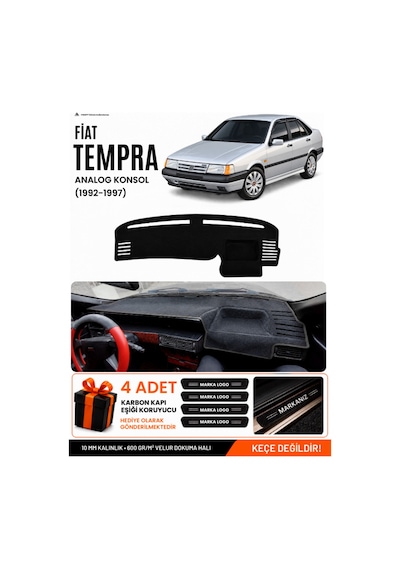 Fıat Tempra 1992-1997 Analog Konsol Uyumlu Torpido Örtüsü, Torpido Kılıfı - Siyah - Fı020