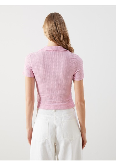 Lcw Vision Pembe Polo Yaka Dokulu Kadın Bluz