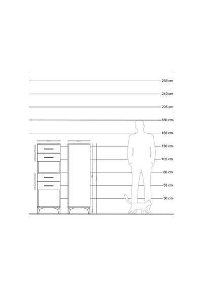 Hyperion Dolap Tek Raflı 4 Çekmeceli 44x44x134 Çam-aytaşı Çam