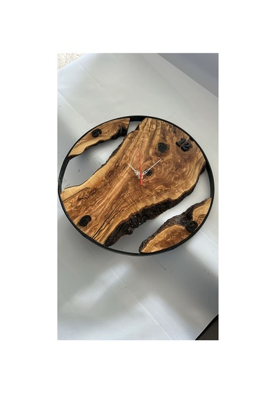 Niş Tasarım 48 Cm El Yapımı Doğal Zeytin Ağacı Epoksi Detaylı Dekoratif Duvar Saati Modern & Artizan Tasarım Kahverengi Niş Tasarım 48 Cm El Yapımı Doğal Zeytin Ağacı Epoksi Detaylı Dekoratif Duvar Saati Modern & Artizan Tasarım Kahverengi