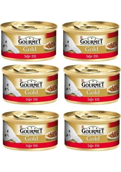 Gourmet Gold Parça Etli, Sığır Etli Yaş Kedi Konservesi 85 Gr 6 Al 5 Öde