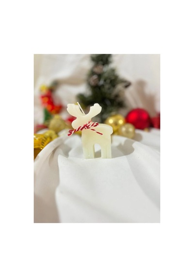 Dekoratif Hediyelik Çam Ağacı Ve Geyik Mum Soywax Yeşil Yılbaşı Hediye Pine Tree Candle Haki