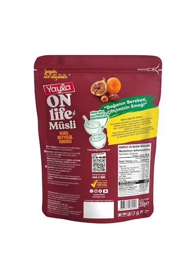 Yayla Onlife Kuru Meyveli Fındıklı Müsli 350 G X12