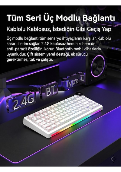 Ak820 V2 Pro 8k+8k Ekranlı Mekanik Oyun Klavyesi-10.000 Mah Batarya