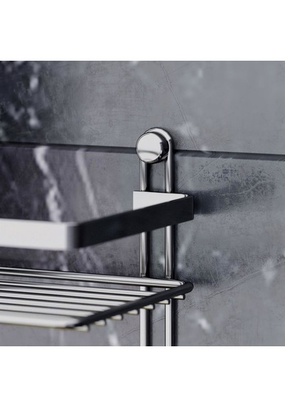 3 Katlı Kancalı Banyo Rafı - Siyah Çok Renkli