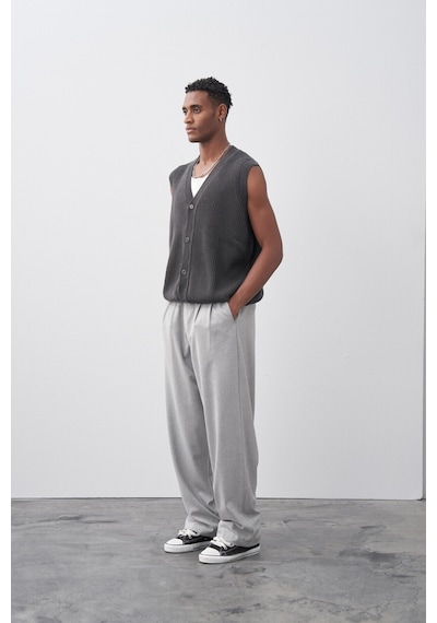 Vamos Baggy Fit Kumaş Pantolon 30-795-1 Açık Gri