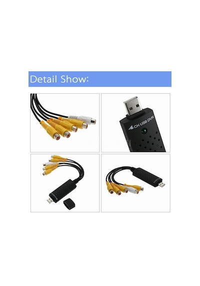 Alfais 4576 Siyah Ses Dönüştürücü ve Kamera Kayıt Kablosu 4 Ch Usb Dvr 4