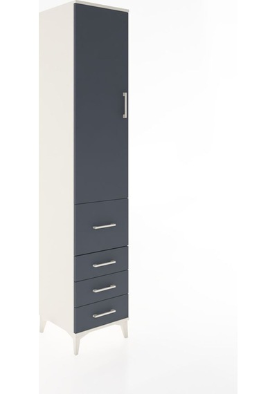 Hyperion Dolap 3 Raflı 4 Çekmeceli Tek Kapaklı 44x44x221 Aytaşı-antrasit Aytası