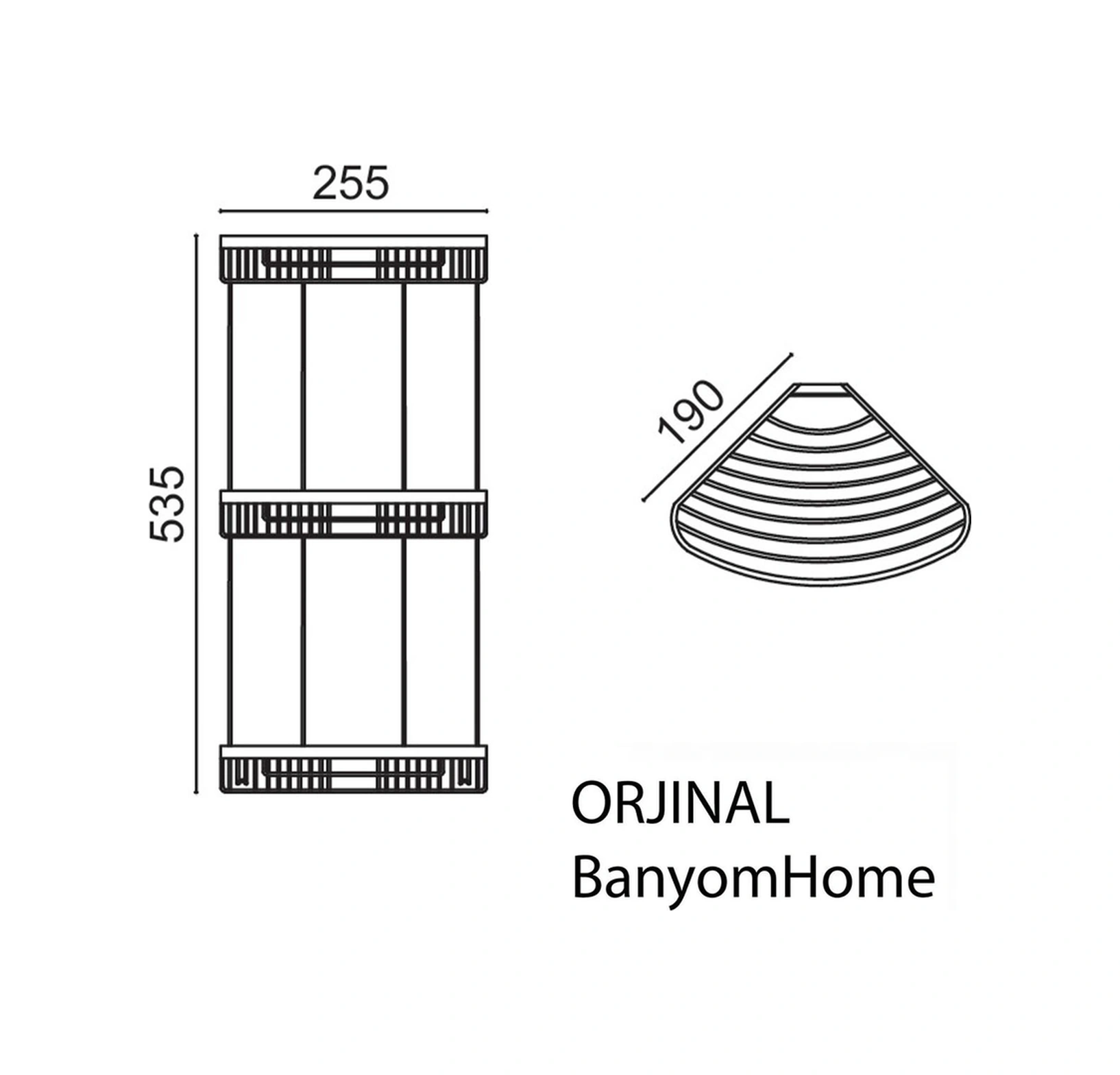 Çelik Banyo Paslanmaz Pirinç 3'lü Destina 19x19 Cm Şampuanlık Banyo Rafı Krom