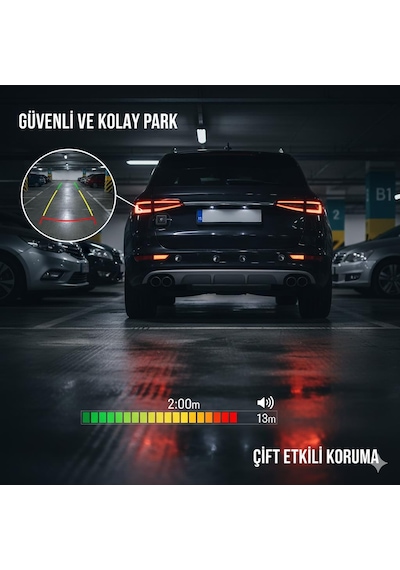 Space Araç Kamerası 4.3 İnç Aynaya Geçmeli Park Sensörlü Geri Görüş Kamerası