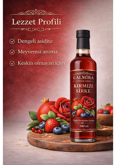 Calmira Kırmızı Sirke 500 Ml / Elma / Nar / Gül / Orman Meyveleri + Collagen