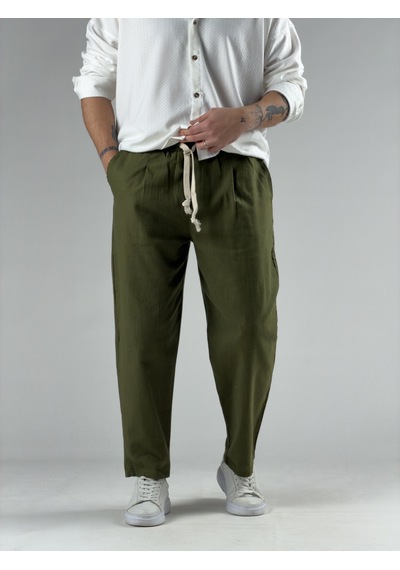 Cocopelli Haki Erkek Keten Pantolon Coc3031