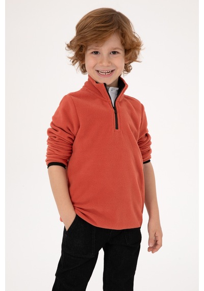 U.S. Polo Assn. Erkek Çocuk Gül Kurusu Fermuarlı Yaka Sweatshirt 50313841-VR026