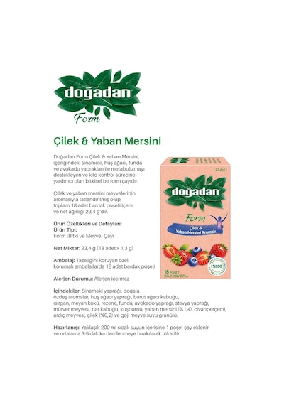 24 Paket Doğadan Form Çilek & Yaban Mersini 18 Poşet Ve Rosıe