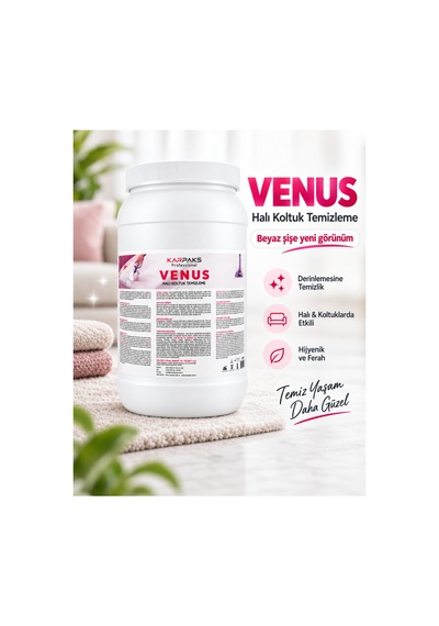 Professional Venus Halı Koltuk Temizleme Deterjanı 3 Kg Konsantre Profesyonel Leke Çıkarıcı Tekli