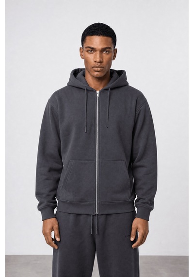 Erkek Respire Basic Oversize Zip Füme