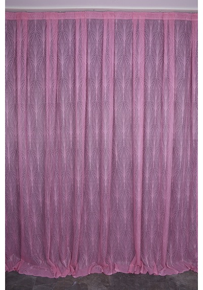 Kdk 2580 Desen Pembe Renk Tek Kanat Hazır Dikilmiş Pileli Fon Perde 300 260 Cm Pembe