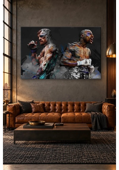 Fida Mayweather Ve Mcgregor Boks Karşılaşması Canvas Tablo Çok Renkli
