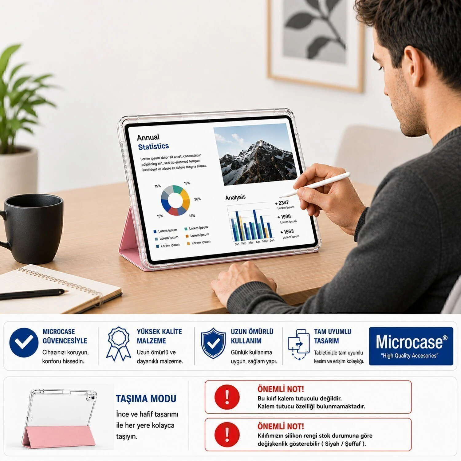Microcase Honor Pad X8a İle Uyumlu 3 Kademeli Sleeve Serisi Standlı Kılıf - Al5577