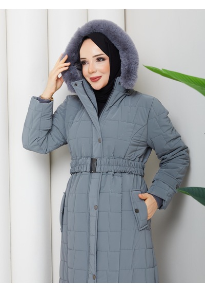 Eslemnur Nova Kumaş Şişme Mont 115cm Füme
