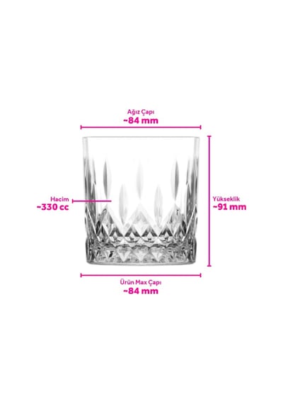Lav Odin Cam Meşrubat Bardağı 4'lü 330 ml (Viski/Kokteyl Bardağı )