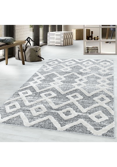 Modern İskandinav Yumuşak Bukle Kabartmalı 3d Inka Motif Desenli Halı Gri Oturma-salon Mutfak Halısı
