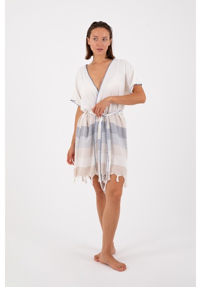 Dokubba - Kimono - Peştemal Kimono - Mikanos Kimono Beyazbej Beyazbej