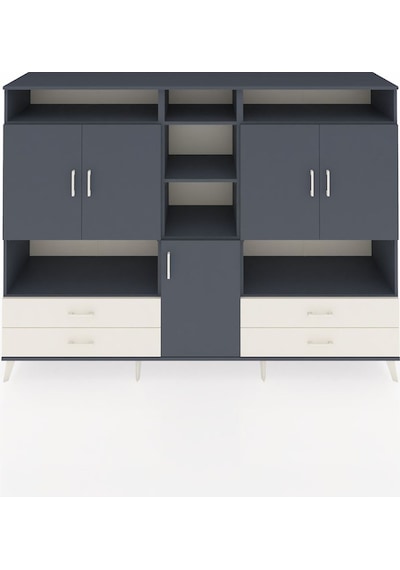 Hyperion Dolap 12 Raflı 4 Çekmeceli 5 Kapaklı 220x44x163 Antrasit Antrasit-antrasit/aytaşı