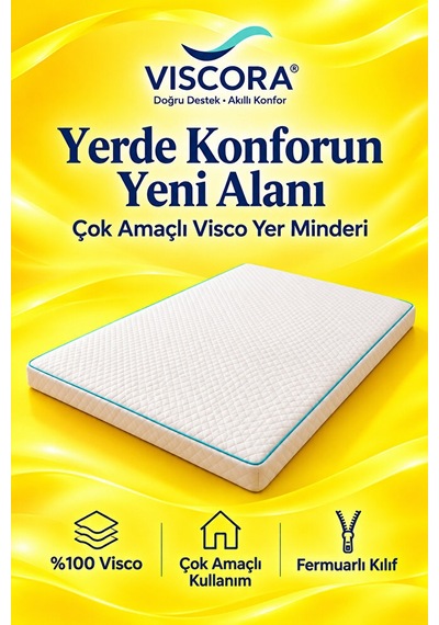 Vıscora Çok Amaçlı Visco Yer Minderi Çocuk Oyun ve Okuma Köşesi İçin Fermuarlı 70 90 5 Cm