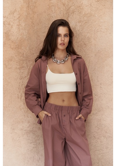 Mai Collection Mai Studios Co. Mirabella Açık Bordo Gömlek Pantolon Takım Acık Bordo