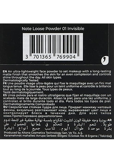 Loose Powder 01 Invisible Makyaj Sabitleyici Matlaştırıcı Toz Pudra 0