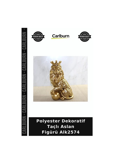 Özel Üretim Hediye Salon Aksesuar Biblo Polyester Dekoratif Taçlı Aslan Figürü Alk2574